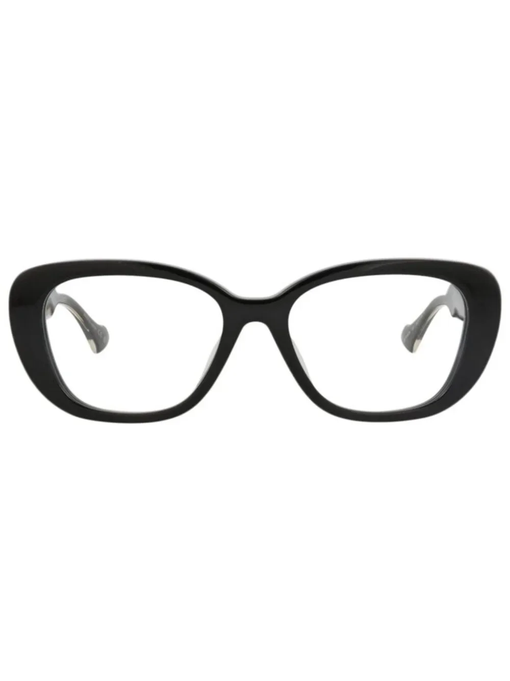 New Gucci Women's Eyeglasses Cat Eye Recycled Acetate Frame Black Crystal